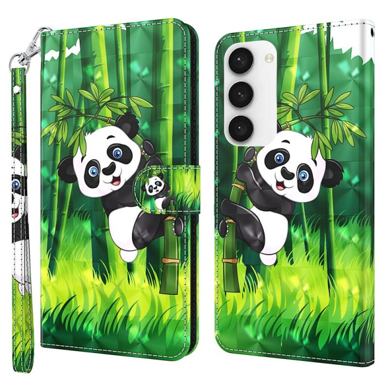 Etui Folio Samsung Galaxy S24 5g Panda Bambusowa Z Paskiem Etui Ochronne