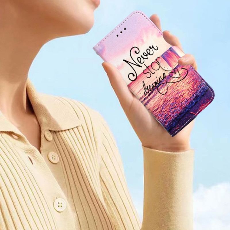 Etui Folio Samsung Galaxy S24 5g Północ Nigdy Nie Przestawaj Marzyć Z Paskiem Etui Ochronne