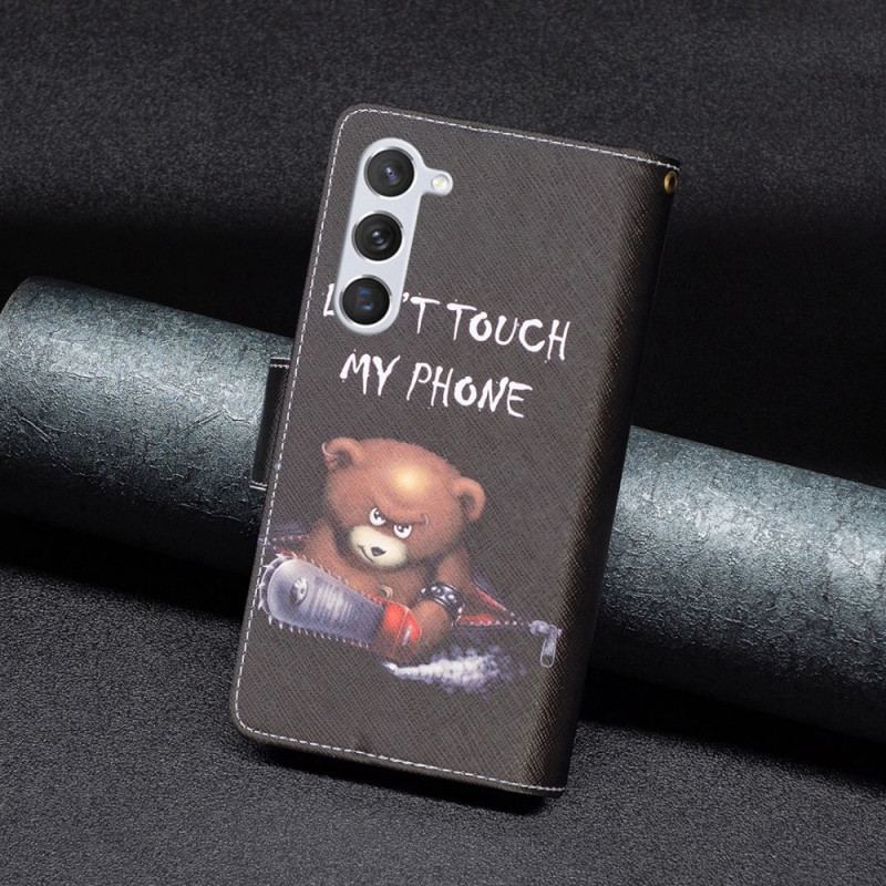 Etui Folio Samsung Galaxy S24 5g Portfel Niebezpiecznego Niedźwiedzia Z Paskiem Etui Ochronne