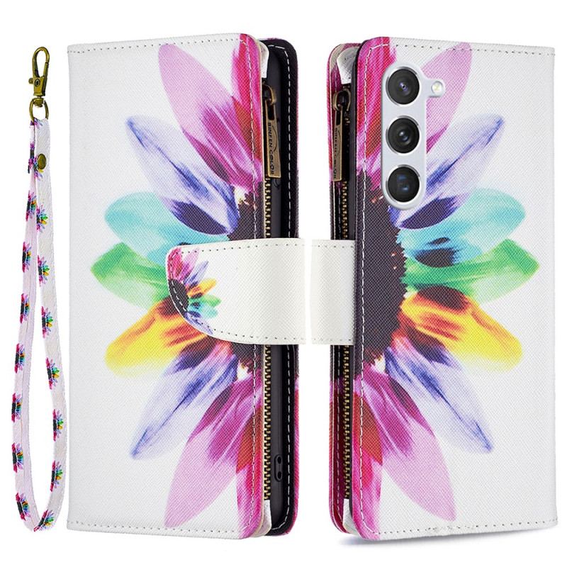 Etui Folio Samsung Galaxy S24 5g Portfel W Akwarelowe Kwiaty Z Paskiem