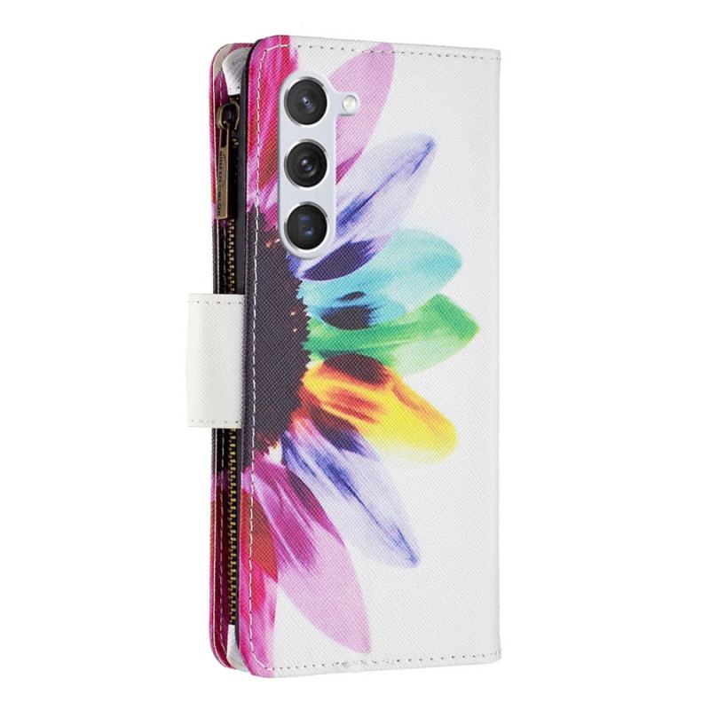 Etui Folio Samsung Galaxy S24 5g Portfel W Akwarelowe Kwiaty Z Paskiem