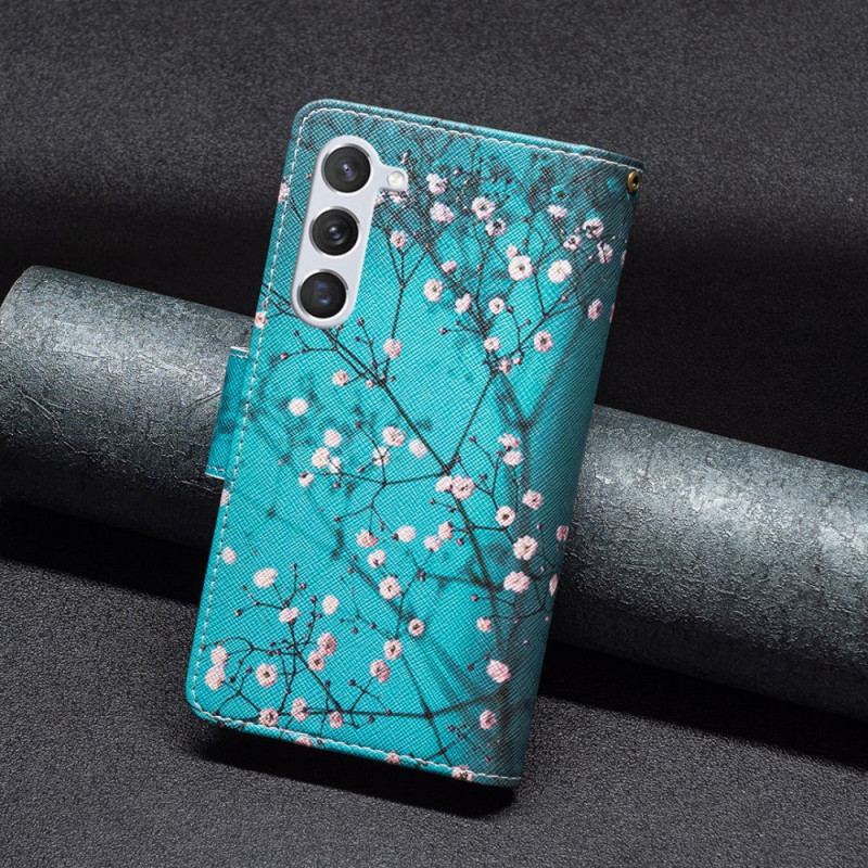 Etui Folio Samsung Galaxy S24 5g Portfel W Kwiaty Śliwy Z Paskiem