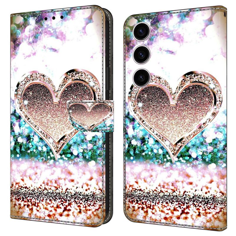 Etui Folio Samsung Galaxy S24 5g Różowe Serce Z Diamentem Etui Ochronne