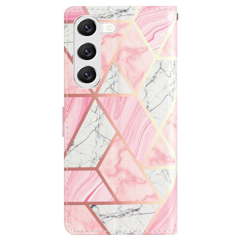 Etui Folio Samsung Galaxy S24 5g Różowy Marmur Z Paskiem Etui Ochronne