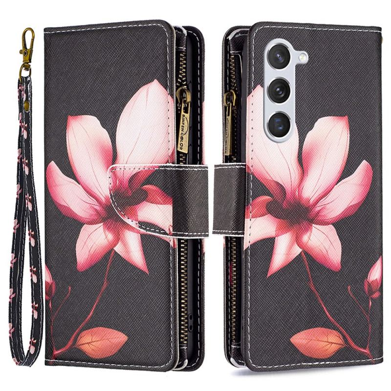 Etui Folio Samsung Galaxy S24 5g Różowy Portfel W Kwiaty Z Paskiem Etui Ochronne
