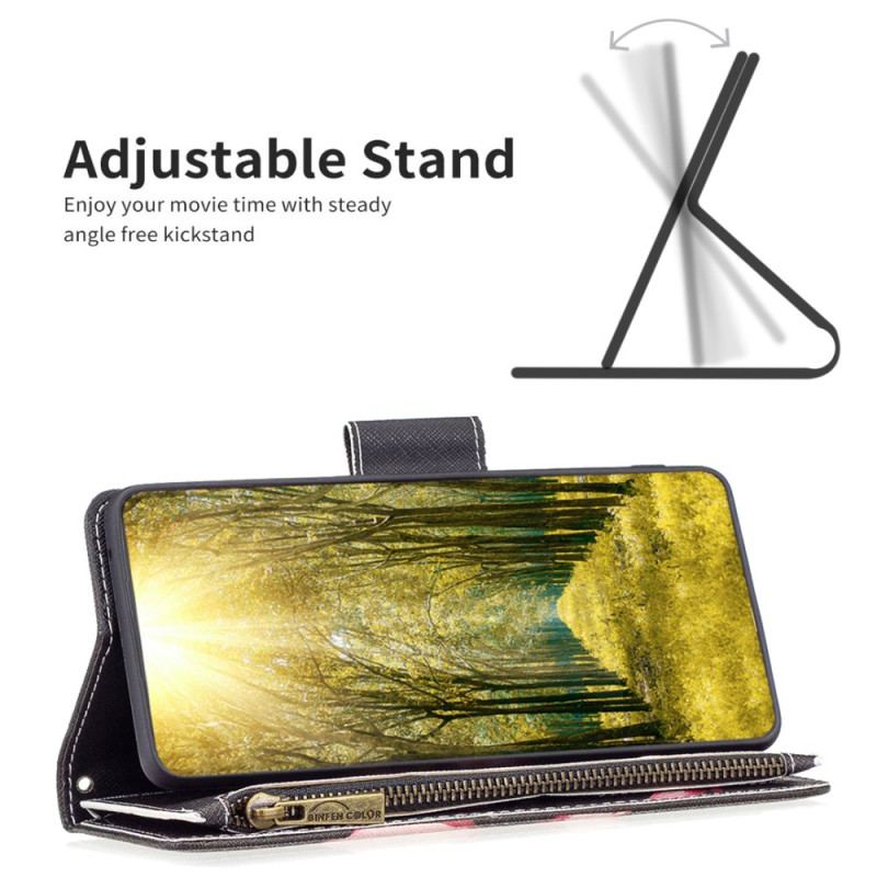 Etui Folio Samsung Galaxy S24 5g Różowy Portfel W Kwiaty Z Paskiem Etui Ochronne