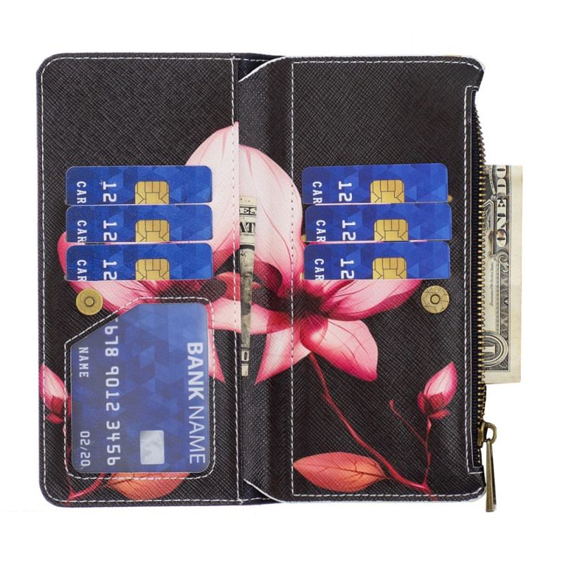 Etui Folio Samsung Galaxy S24 5g Różowy Portfel W Kwiaty Z Paskiem Etui Ochronne
