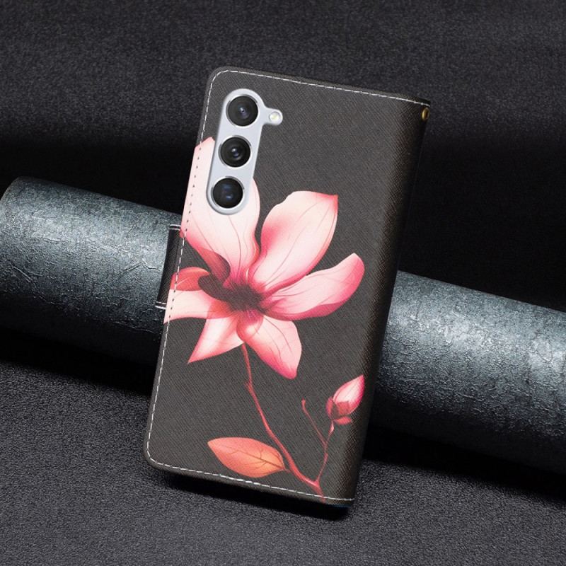Etui Folio Samsung Galaxy S24 5g Różowy Portfel W Kwiaty Z Paskiem Etui Ochronne