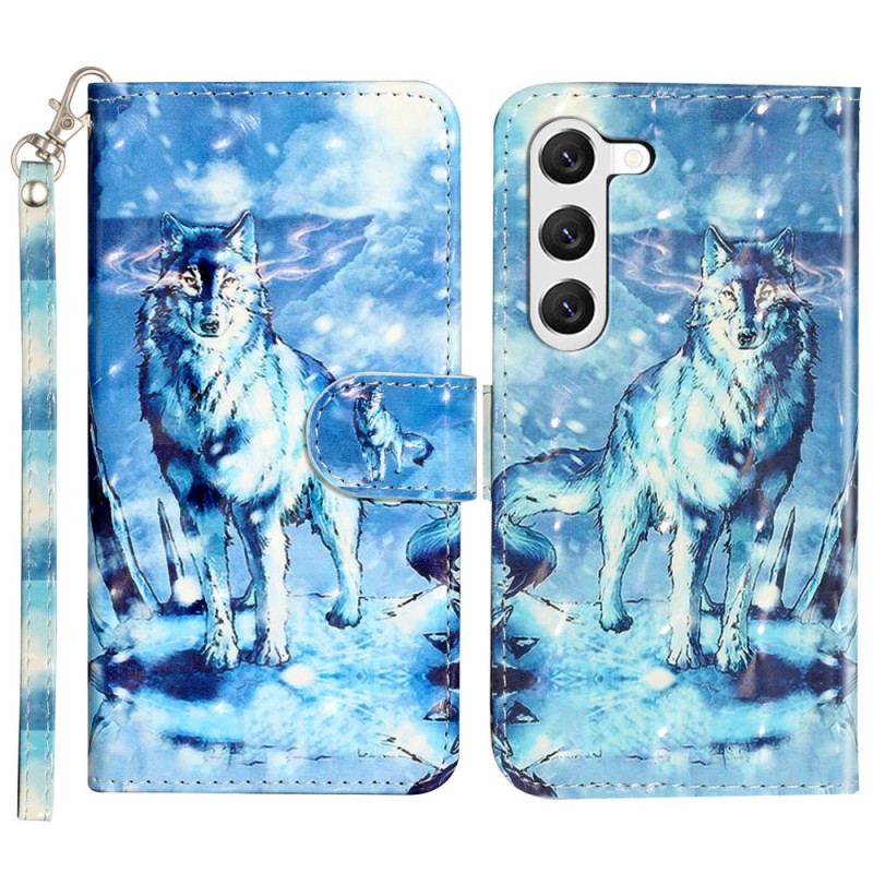 Etui Folio Samsung Galaxy S24 5g Wilk Śnieżny Z Paskiem Etui Ochronne