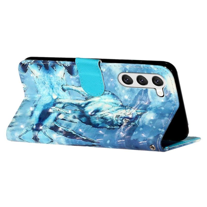 Etui Folio Samsung Galaxy S24 5g Wilk Śnieżny Z Paskiem Etui Ochronne