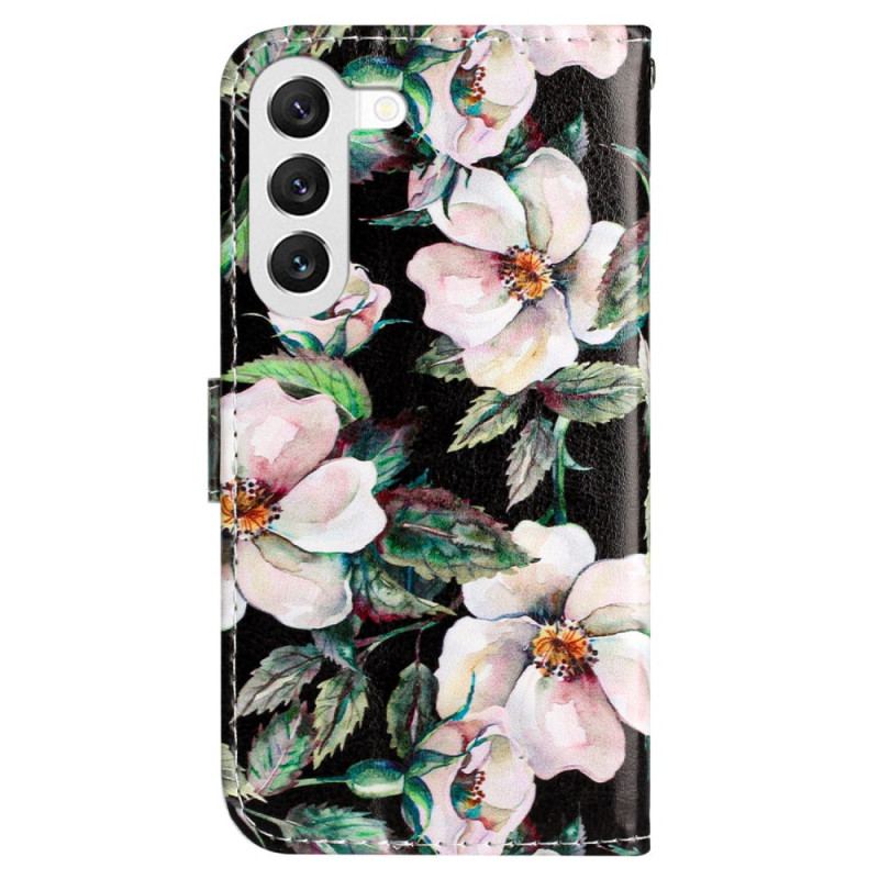 Etui Folio Samsung Galaxy S24 5g Wzór Magnolii Z Paskiem