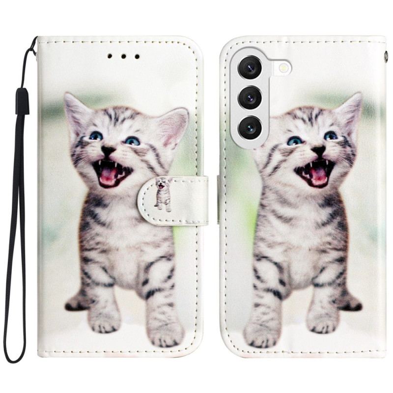 Etui Folio Samsung Galaxy S24 5g Zabawny Kotek Z Paskiem Etui Ochronne