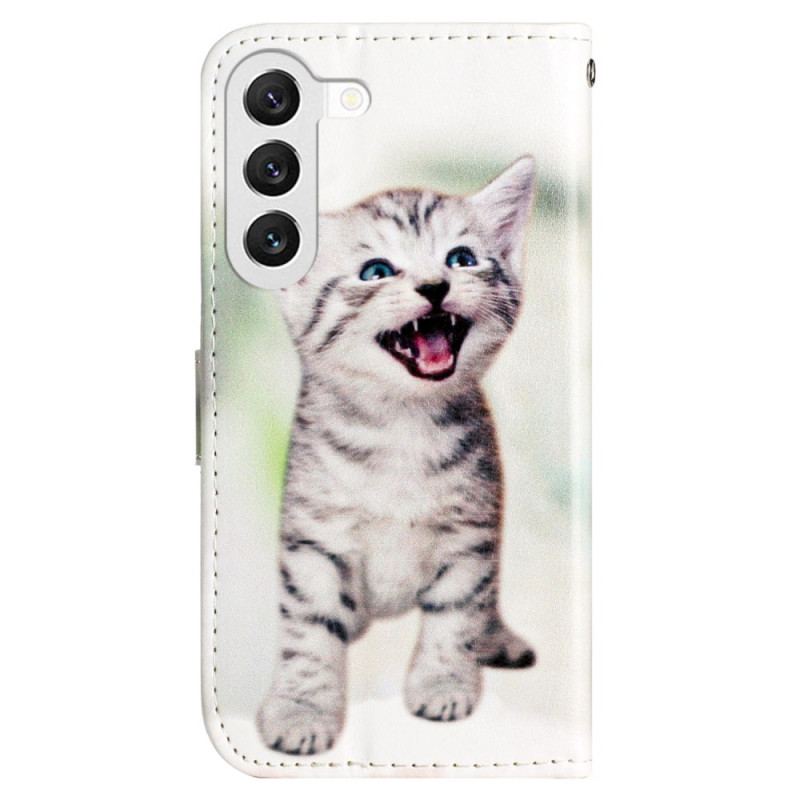 Etui Folio Samsung Galaxy S24 5g Zabawny Kotek Z Paskiem Etui Ochronne