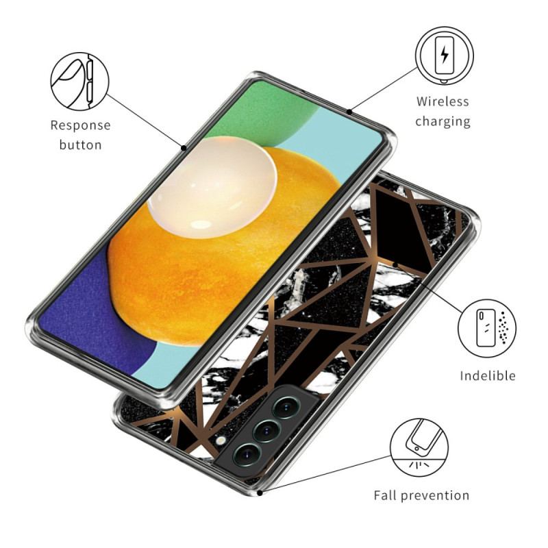 Etui Samsung Galaxy S24 5g Abstrakcyjny Marmurowy Wzór W CZarnej Geometrii