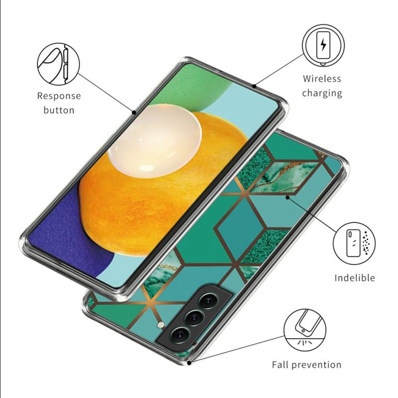 Etui Samsung Galaxy S24 5g Abstrakcyjny Wzór Marmuru W Zielonej Geometrii