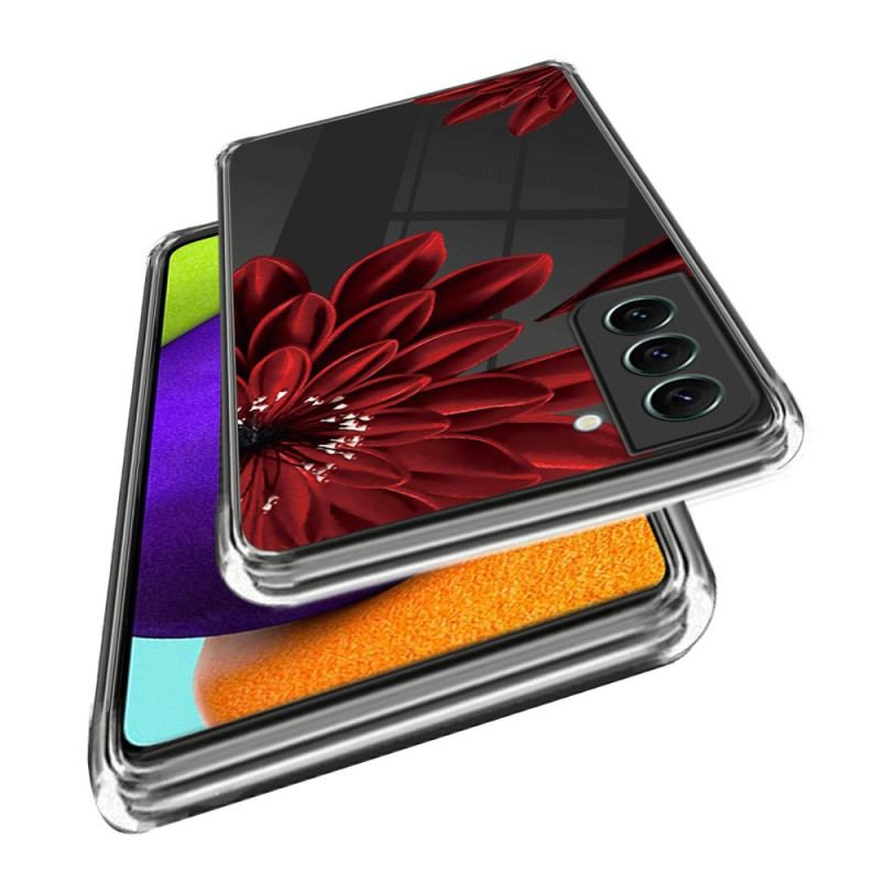 Etui Samsung Galaxy S24 5g Przezroczysty CZerwony Kwiat