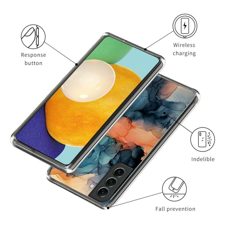 Futerały Samsung Galaxy S24 5g Etui Na Telefon Pomarańczowy Abstrakcyjny Wzór Marmuru
