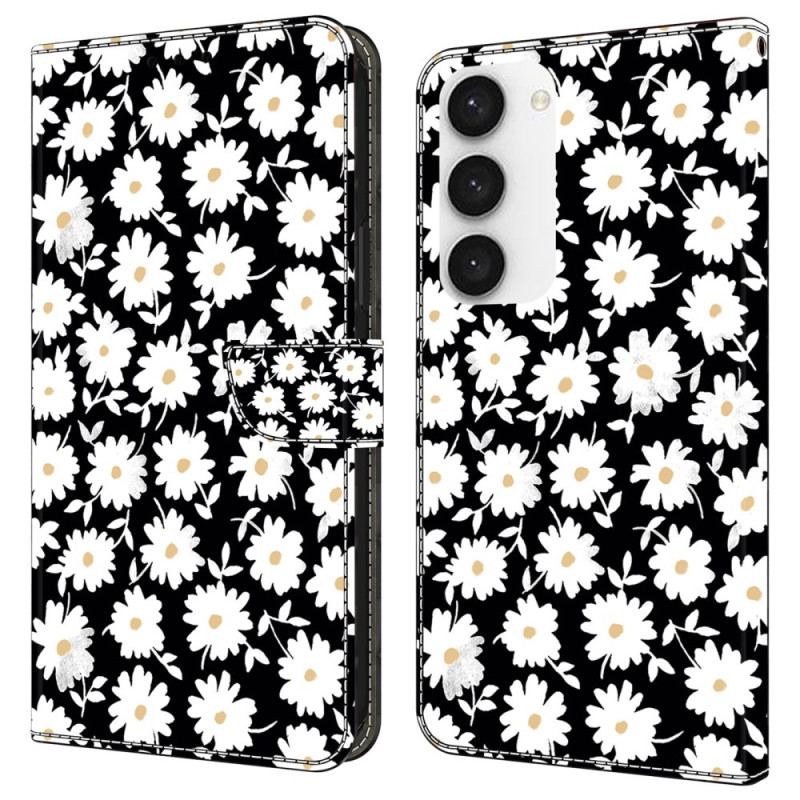 Skórzany Futerał Samsung Galaxy S24 5g Etui Na Telefon Stokrotki