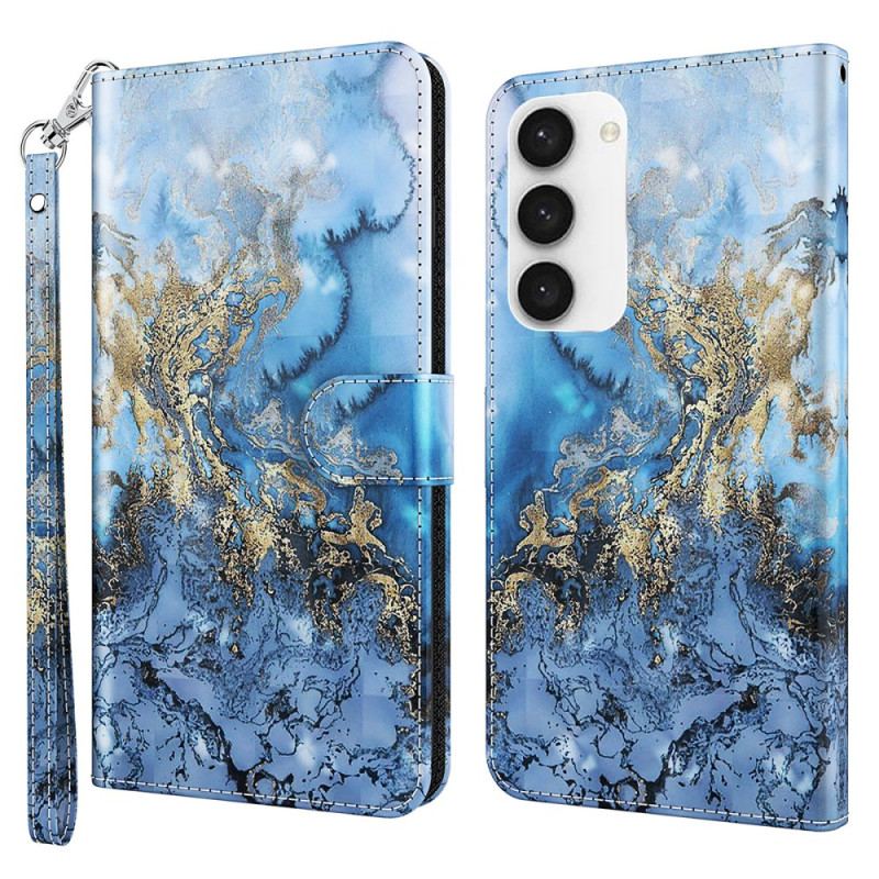 Skórzany Futerał Samsung Galaxy S24 5g Etui Na Telefon Stylizowany Pasek Z Marmuru