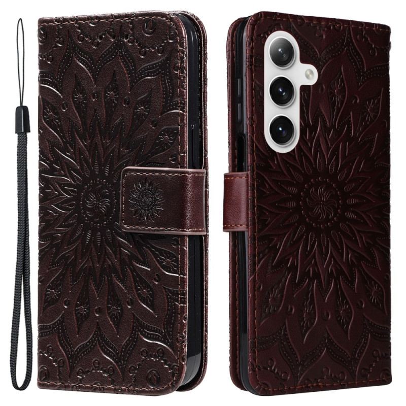 Skórzany Futerał Samsung Galaxy S24 5g Etui Na Telefon Wspaniała Mandala Z Paskiem