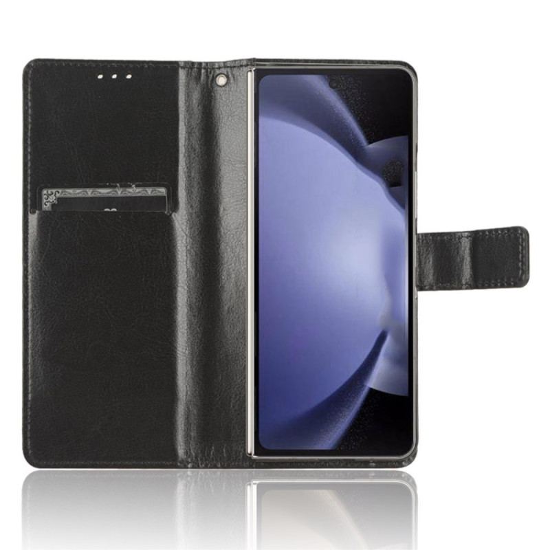 Etui Folio Samsung Galaxy Z Fold 6 Błyszcząca Sztuczna Skóra Etui Ochronne
