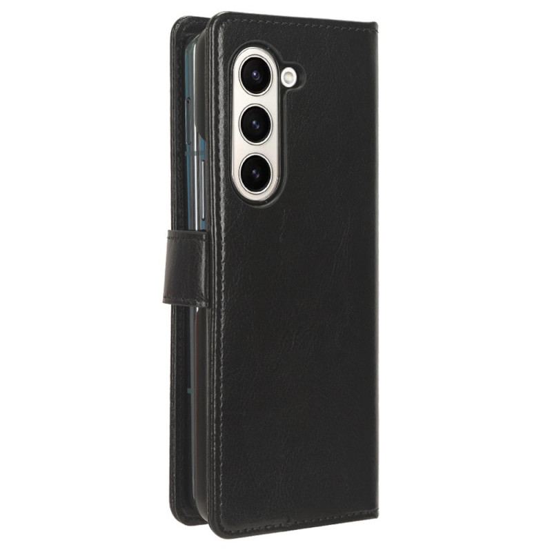 Etui Folio Samsung Galaxy Z Fold 6 Błyszcząca Sztuczna Skóra Etui Ochronne