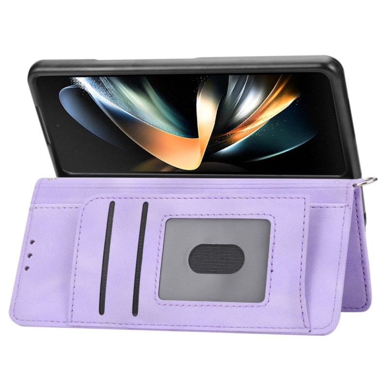 Etui Folio Samsung Galaxy Z Fold 6 Wzór Koronki Z Paskiem I Paskiem Na Ramię Etui Ochronne