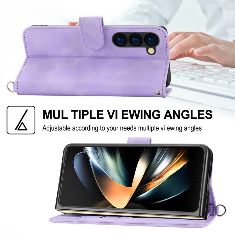 Etui Folio Samsung Galaxy Z Fold 6 Wzór Koronki Z Paskiem I Paskiem Na Ramię Etui Ochronne