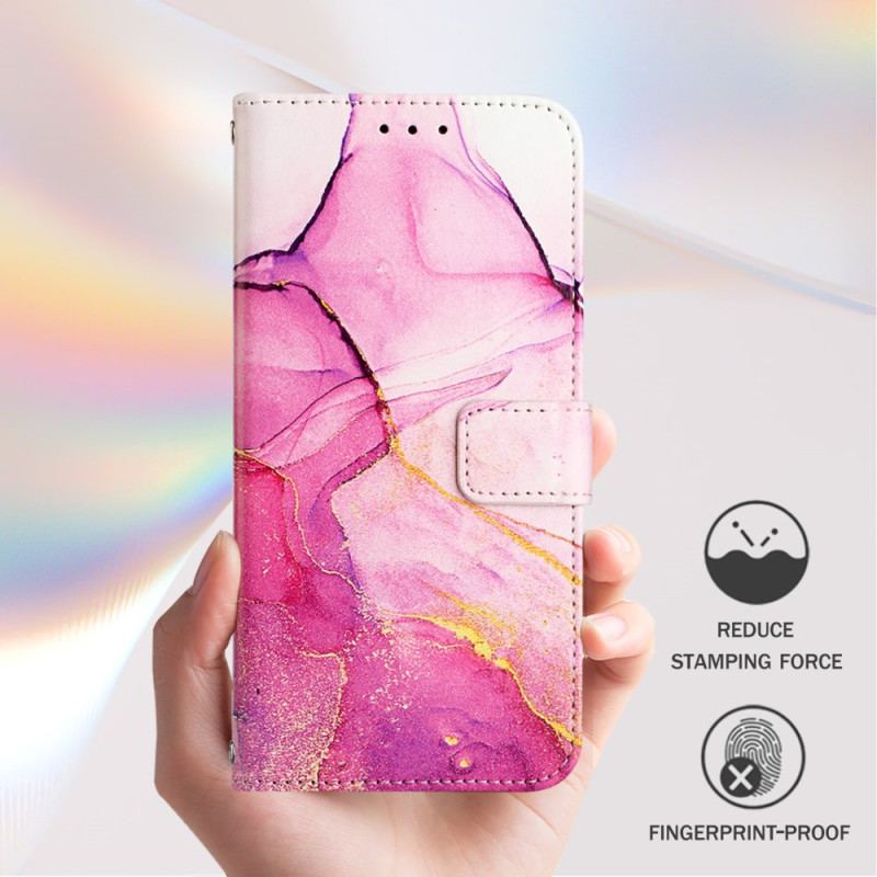 Skórzany Futerał Samsung Galaxy Z Fold 6 Etui Na Telefon Marmurowy Pasek