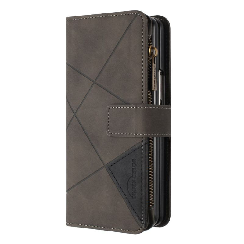 Skórzany Futerał Samsung Galaxy Z Fold 6 Etui Na Telefon Portfel W Geometrii Binfen Color