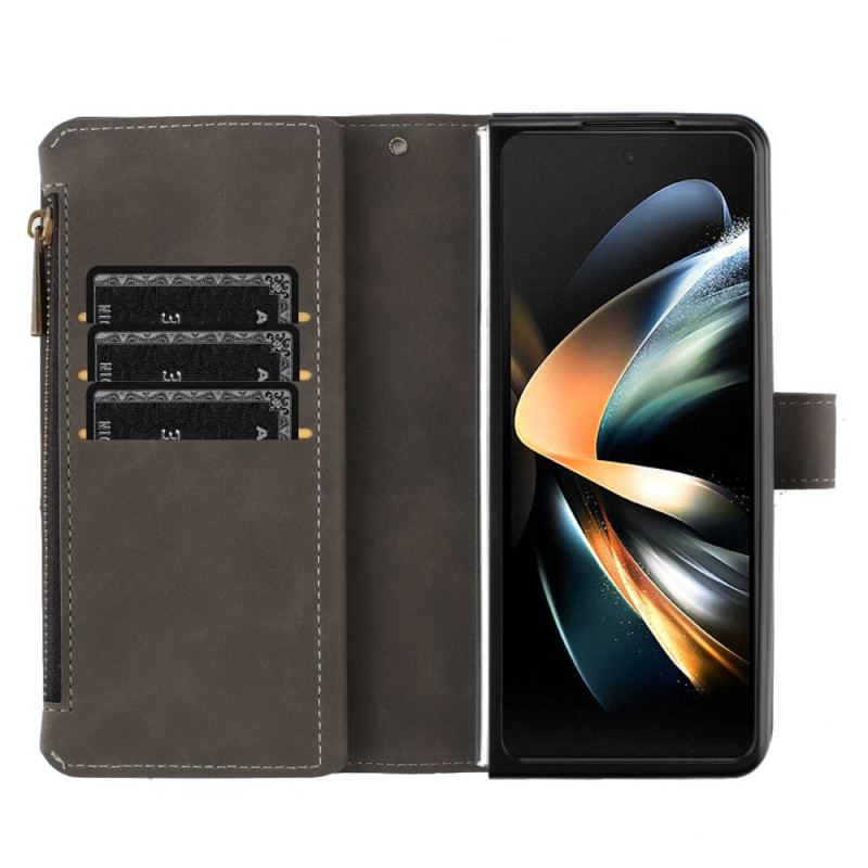 Skórzany Futerał Samsung Galaxy Z Fold 6 Etui Na Telefon Portfel W Geometrii Binfen Color