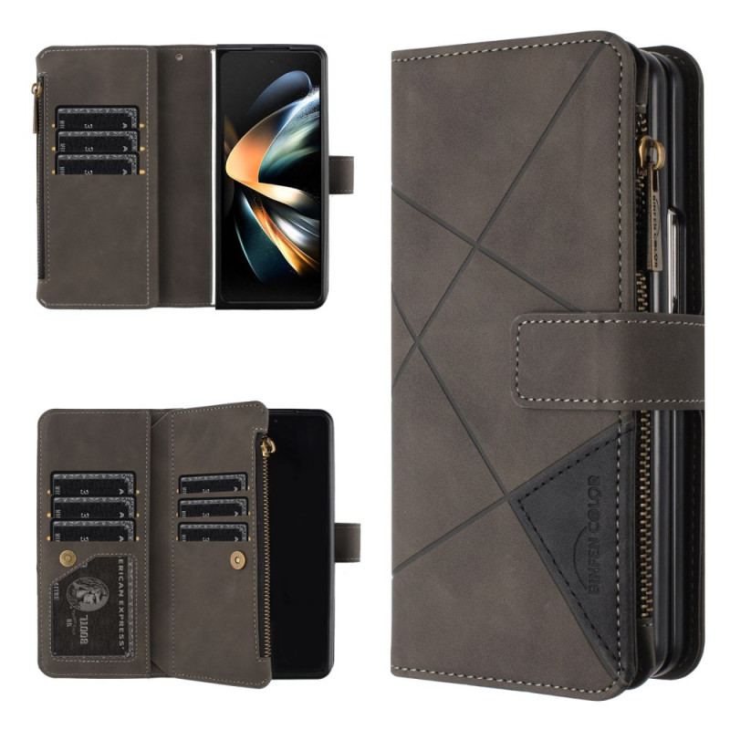 Skórzany Futerał Samsung Galaxy Z Fold 6 Etui Na Telefon Portfel W Geometrii Binfen Color