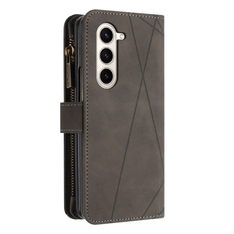 Skórzany Futerał Samsung Galaxy Z Fold 6 Etui Na Telefon Portfel W Geometrii Binfen Color