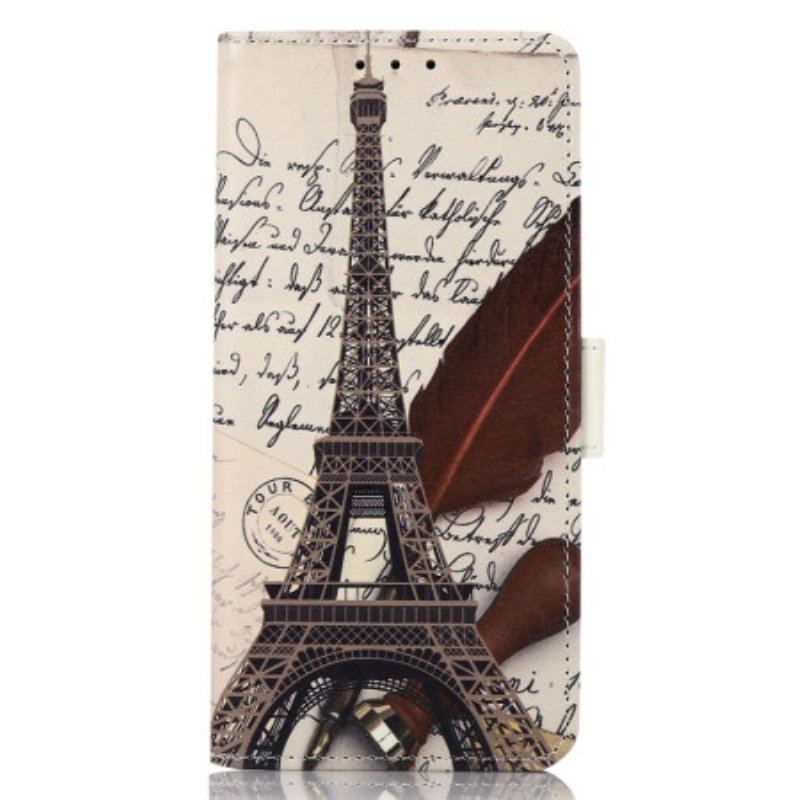 Etui Folio do iPhone 14 Pro Max Wieża Eiffla Poety