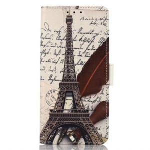 Etui Folio do iPhone 14 Pro Max Wieża Eiffla Poety