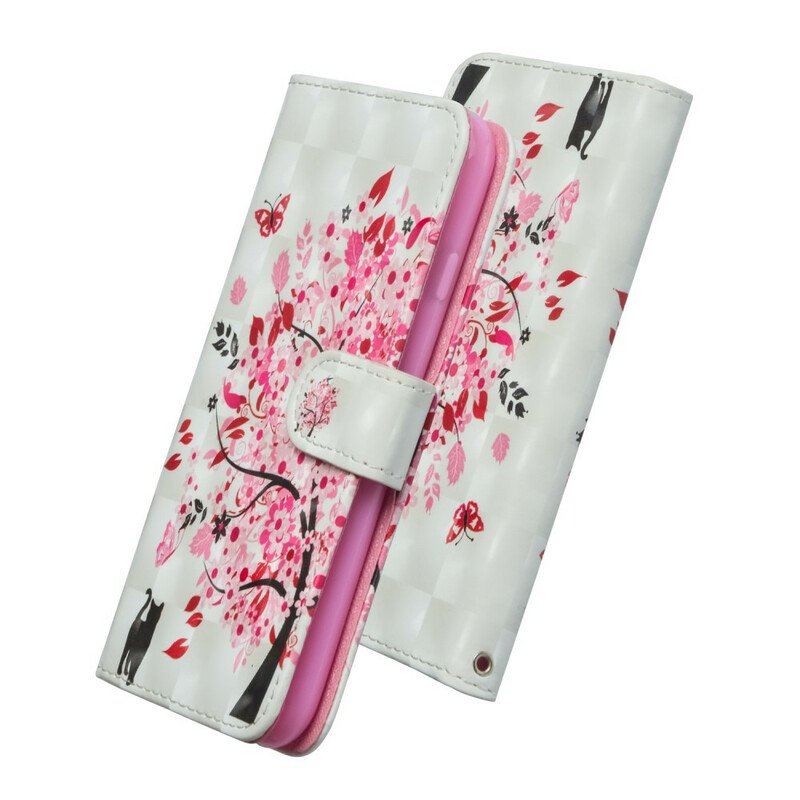 Etui Folio do Realme C11 Różowe Drzewo