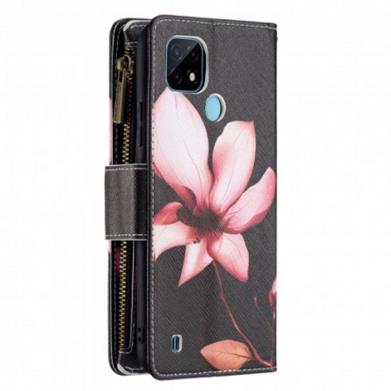 Obudowa Etui Na Telefon do Realme C11 Kieszonka Zapinana Na Zamek W Kwiaty