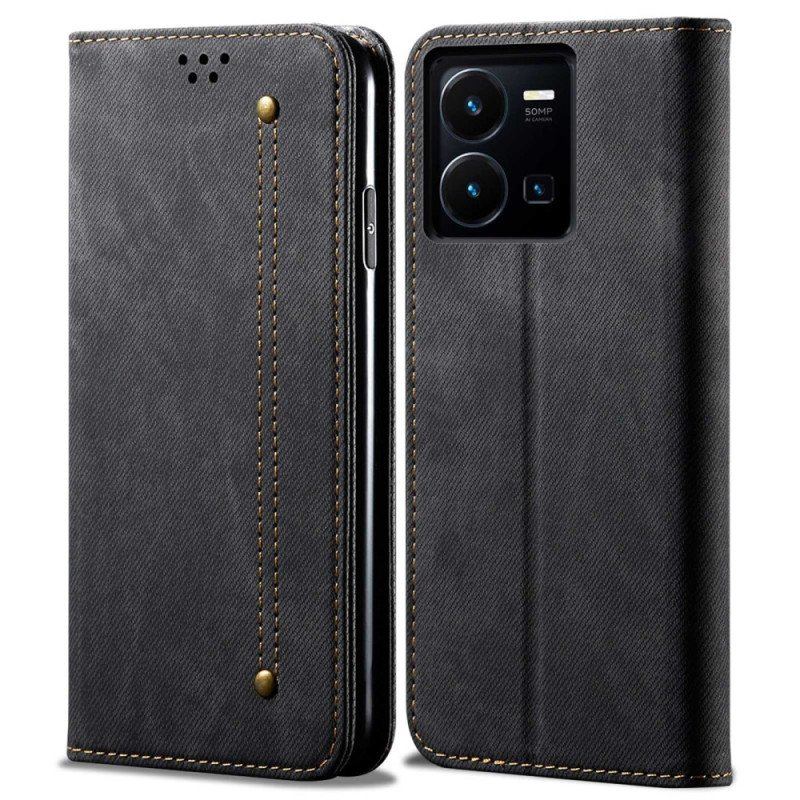 Etui Na Telefon do Vivo Y35 Etui Folio Tkanina Dżinsowa