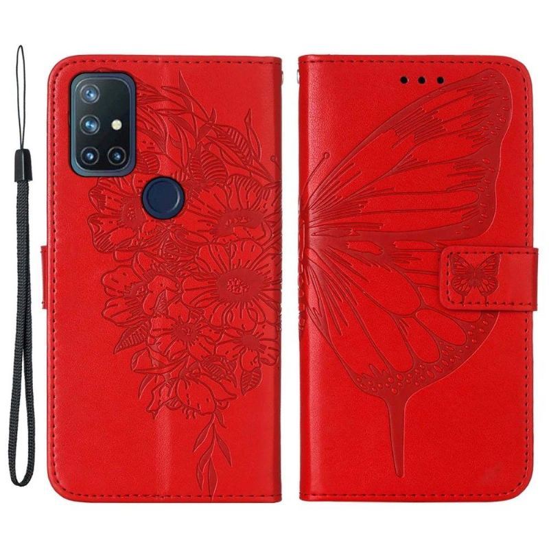 Etui Folio do OnePlus Nord N10 Butterfly Flower Posiadacz Karty