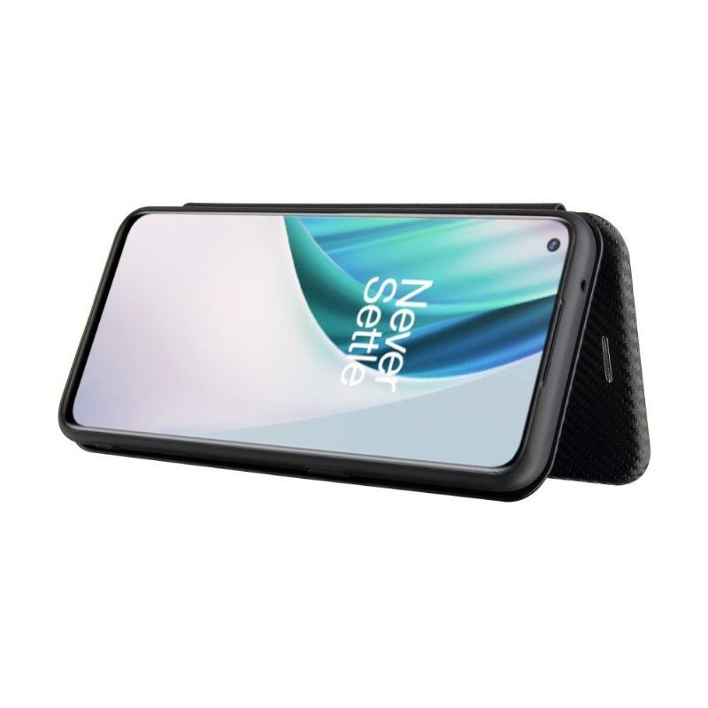 Etui Folio do OnePlus Nord N10 Classic Efekt Włókna Węglowego