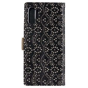 Etui Folio do Samsung Galaxy Note 10+ / Note 10+ 5G Obrzeża Wzór Koronki Z Paskiem
