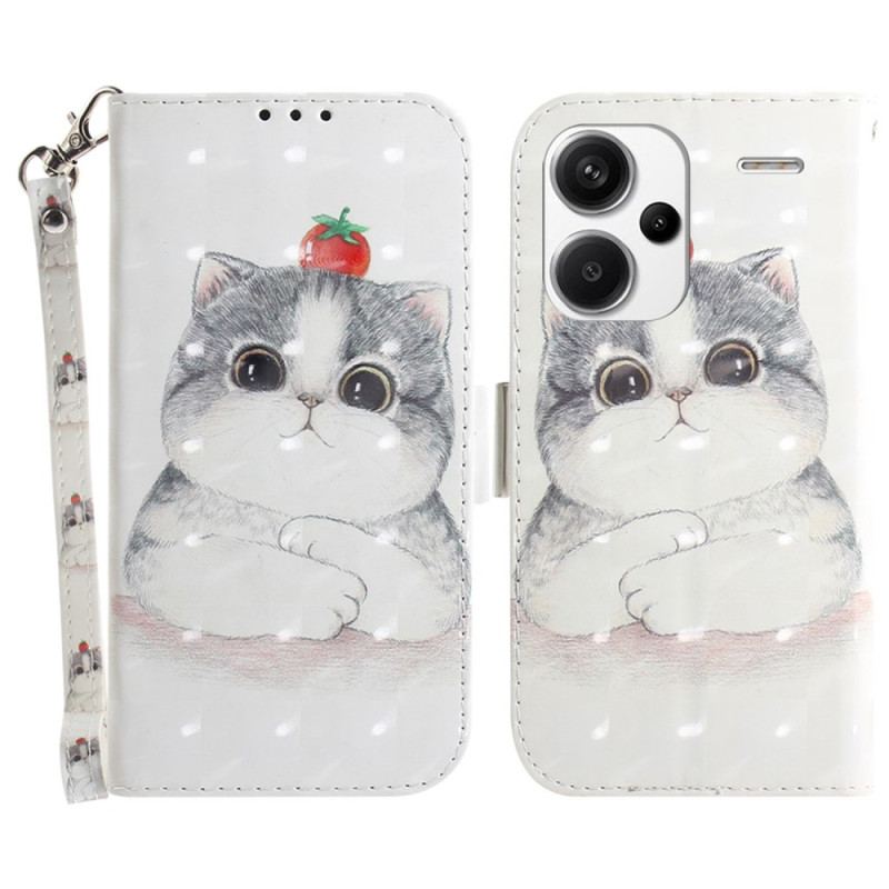 Etui Folio Do Xiaomi Redmi Note 13 Pro Plus 5g Kot I Truskawka Z Paskiem