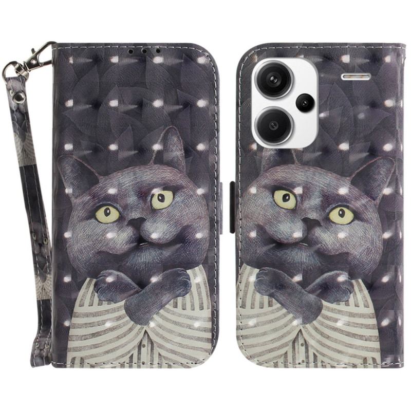 Etui Folio Xiaomi Redmi Note 13 Pro Plus 5g Szary Kot Z Paskiem Etui Ochronne