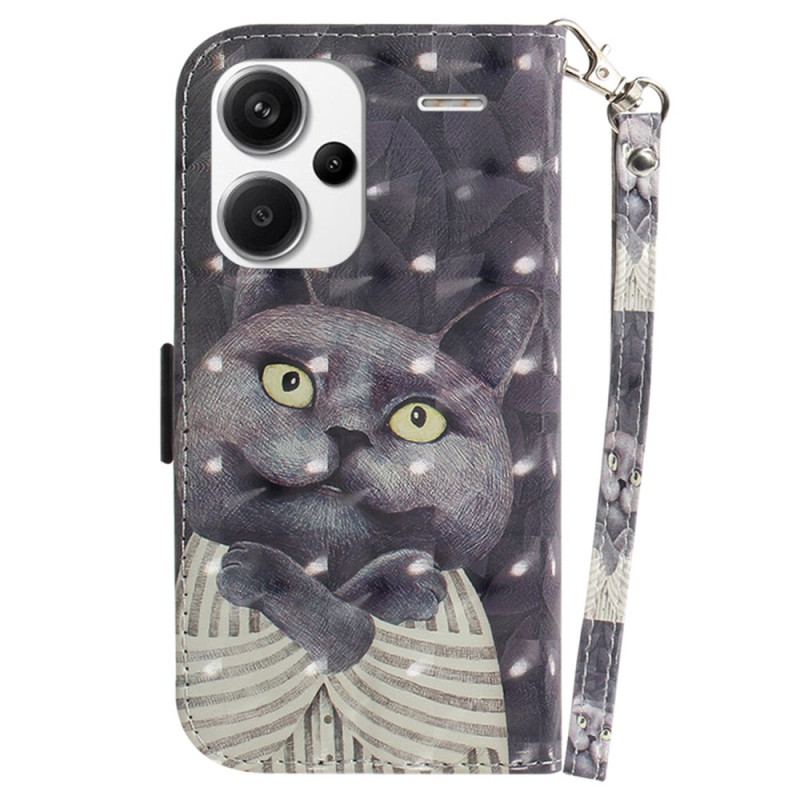 Etui Folio Xiaomi Redmi Note 13 Pro Plus 5g Szary Kot Z Paskiem Etui Ochronne