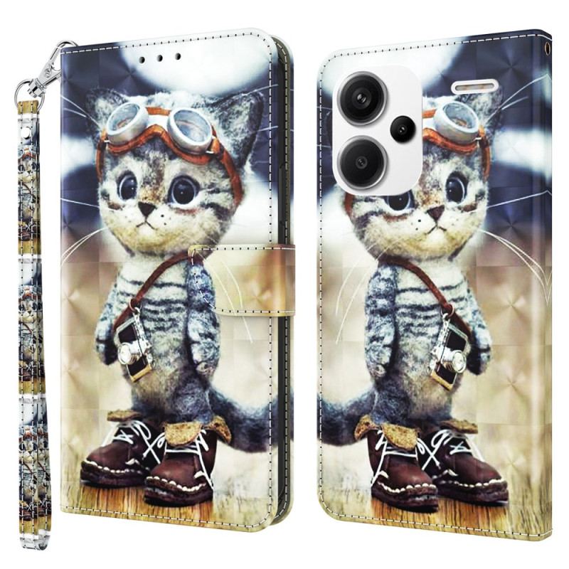 Skórzany Futerał Xiaomi Redmi Note 13 Pro Plus 5g Etui Na Telefon Kot Podróżujący W Lnaière