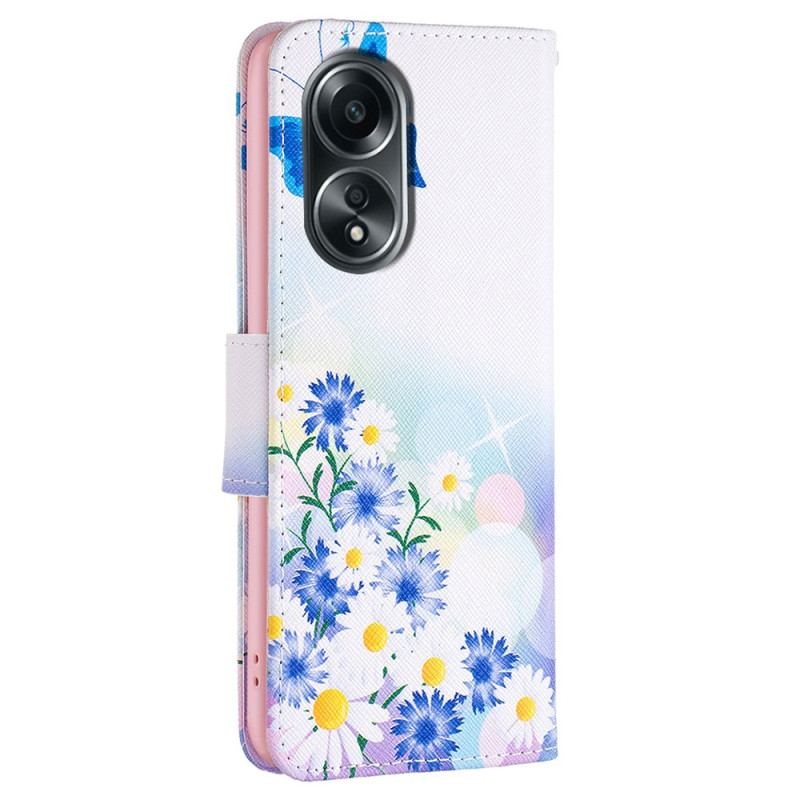 Etui Folio Oppo A98 5g Akwarela Z Motylami I Kwiatami