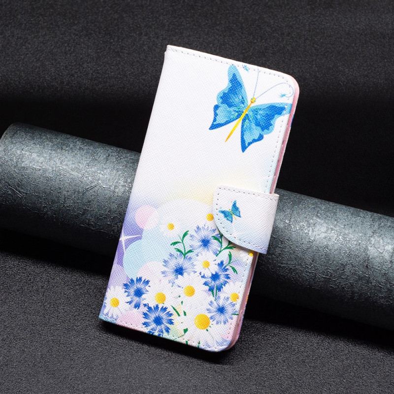 Etui Folio Oppo A98 5g Akwarela Z Motylami I Kwiatami