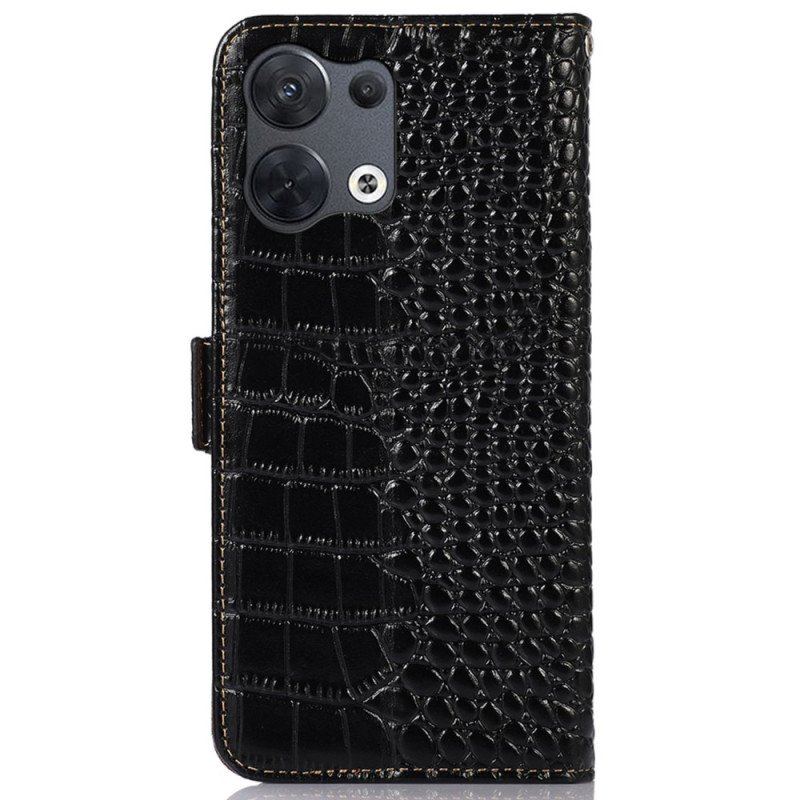 Etui Folio do Oppo Reno 8 Rfid W Stylu Krokodyla
