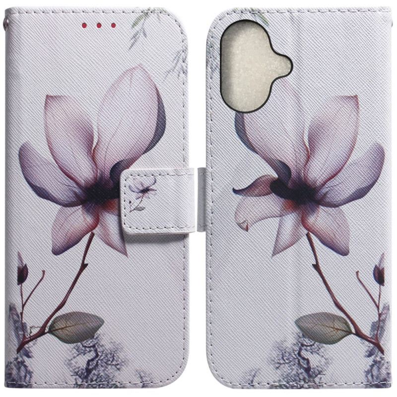 Etui Folio Do iPhone 16 Różowy Kwiat