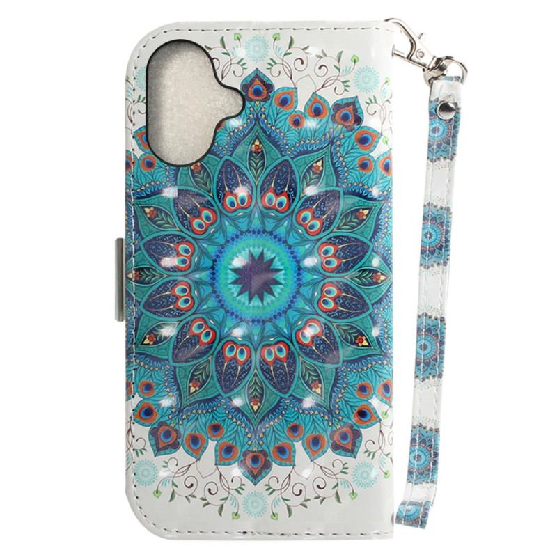 Etui Folio Do iPhone 16 Zielona Mandala Z Paskiem